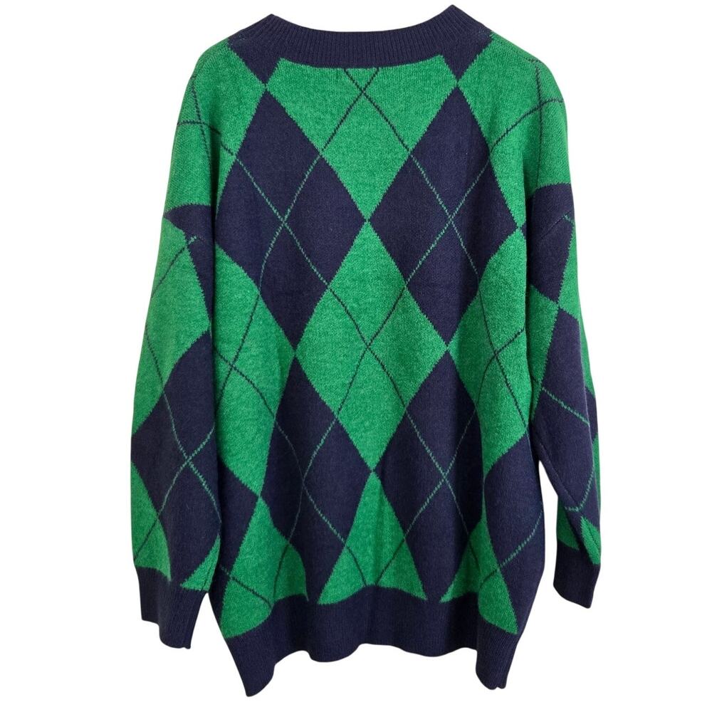 Preppy Ivy League Dark Academia Grandpacore 90s Grunge Argyle Knit Sweater XL - Picture 4 of 10